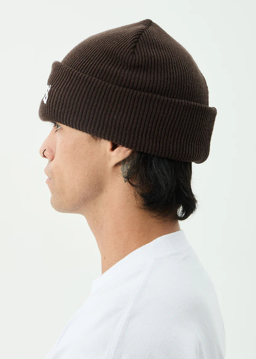 AFENDS HOME RECYCLED CUFFED BEANIE - COFFEE
