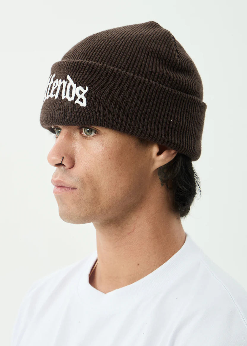 AFENDS HOME RECYCLED CUFFED BEANIE - COFFEE