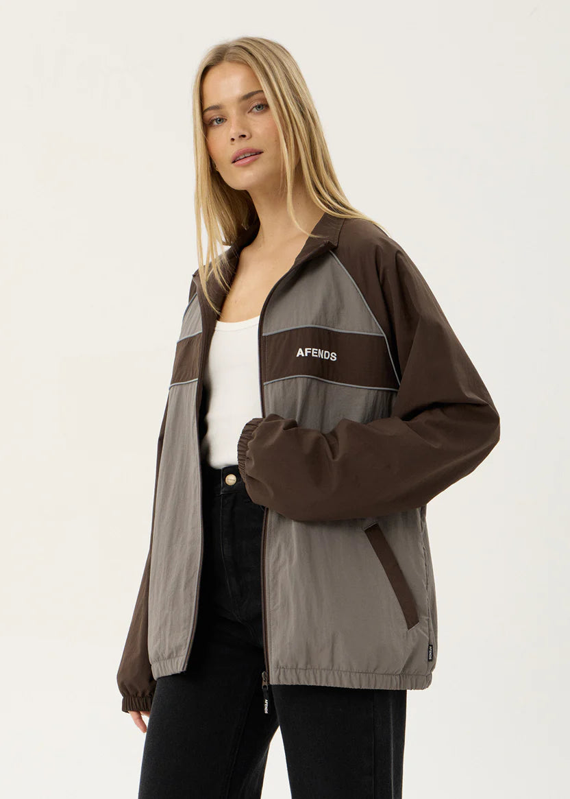 AFENDS SPICY RECYCLED SPORTS SPRAY JACKET - OLIVE
