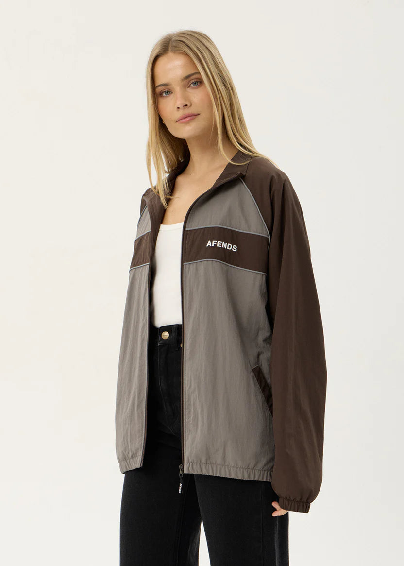 AFENDS SPICY RECYCLED SPORTS SPRAY JACKET - OLIVE
