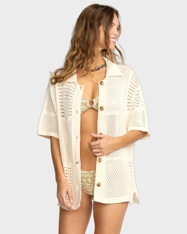 BILLABONG COOL DOWN SHORT SLEEVE SWEATER - WHITECAP