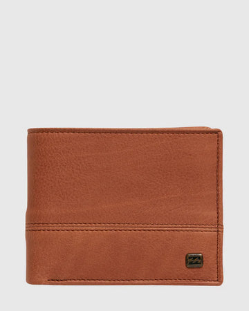 BILLABONG DIMENSION 2 IN 1 LEATHER WALLET - TAN