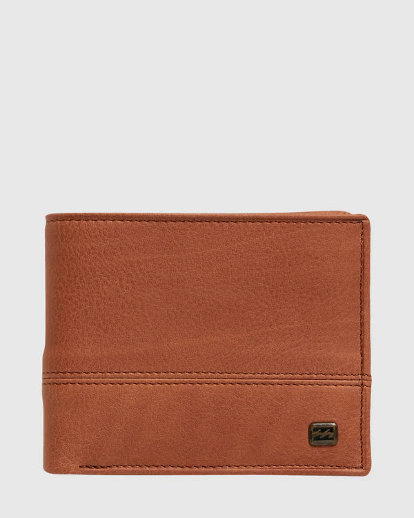 BILLABONG DIMENSION 2 IN 1 LEATHER WALLET - TAN