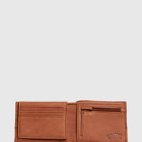 BILLABONG DIMENSION 2 IN 1 LEATHER WALLET - TAN