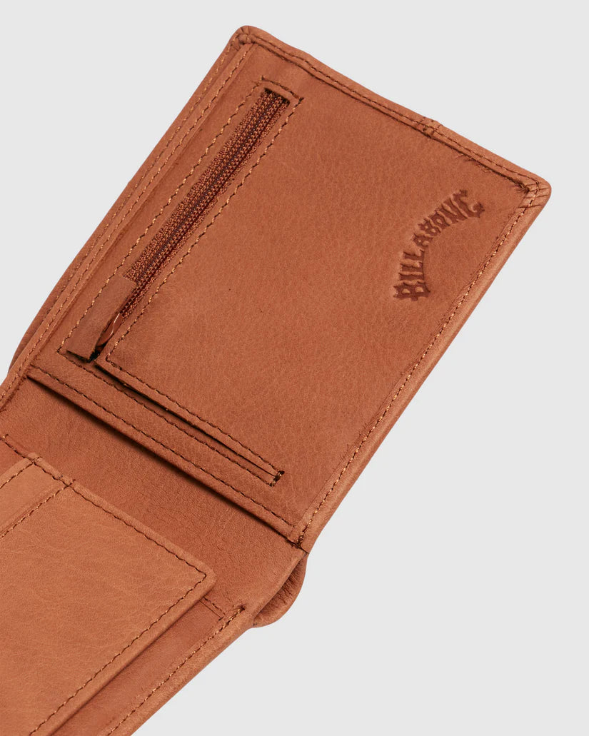 BILLABONG DIMENSION 2IN1 LEATHER WALLET - TAN