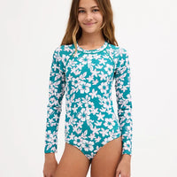 BILLABONG GIRLS COCONUT RUSH LONG SLEEVE RASH VEST - EVERGREEN
