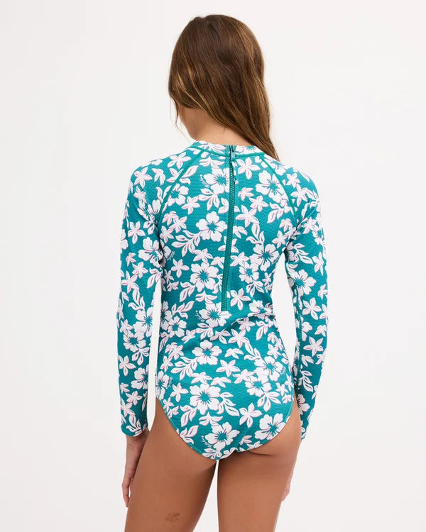 BILLABONG GIRLS COCONUT RUSH LONG SLEEVE RASH VEST - EVERGREEN