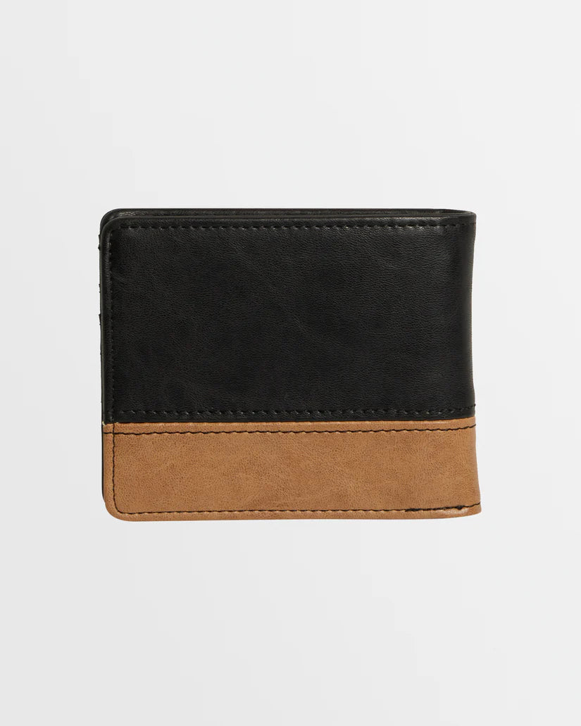 BILLABONG MENS DIMENSION LEATHER WALLET - BLACK/TAN