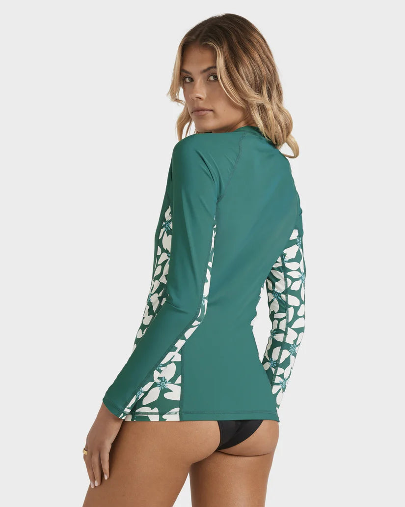 BILLABONG REEF BREAK UPF 50 LONG SLEEVE RASH VEST  - EVERGREEN