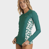 BILLABONG REEF BREAK UPF 50 LONG SLEEVE RASH VEST  - EVERGREEN