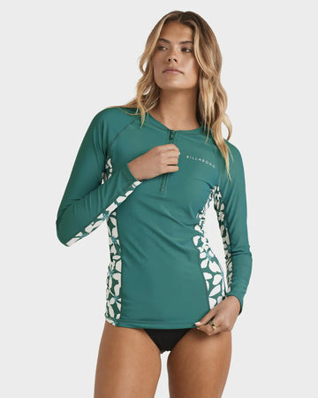 BILLABONG REEF BREAK UPF 50 LONG SLEEVE RASH VEST  - EVERGREEN