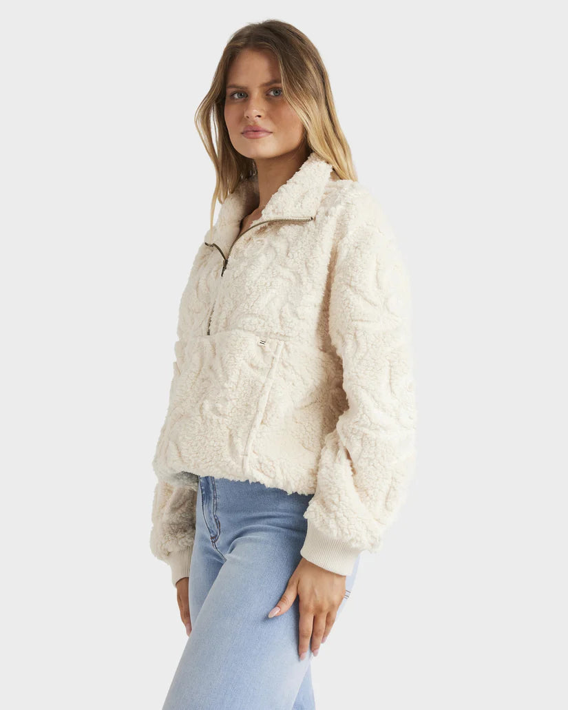 BILLABONG SUN TRIPPIN HALF ZIP CREW - WHITE CAP