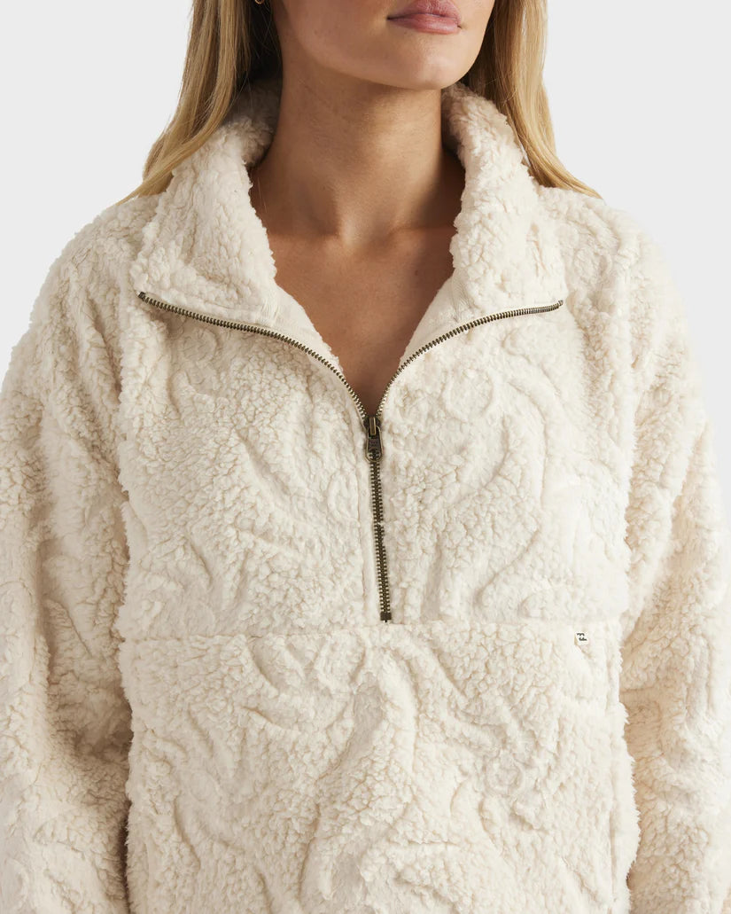 BILLABONG SUN TRIPPIN HALF ZIP CREW - WHITE CAP