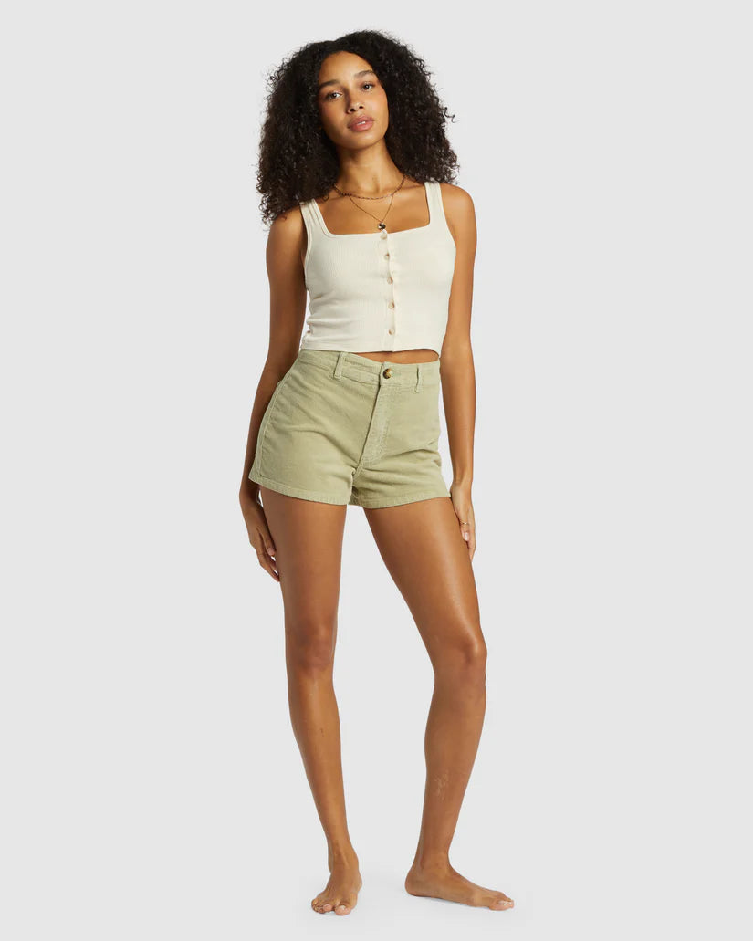 BILLABONG WOMENS FREE FALL CORD SHORTS - AVOCADO