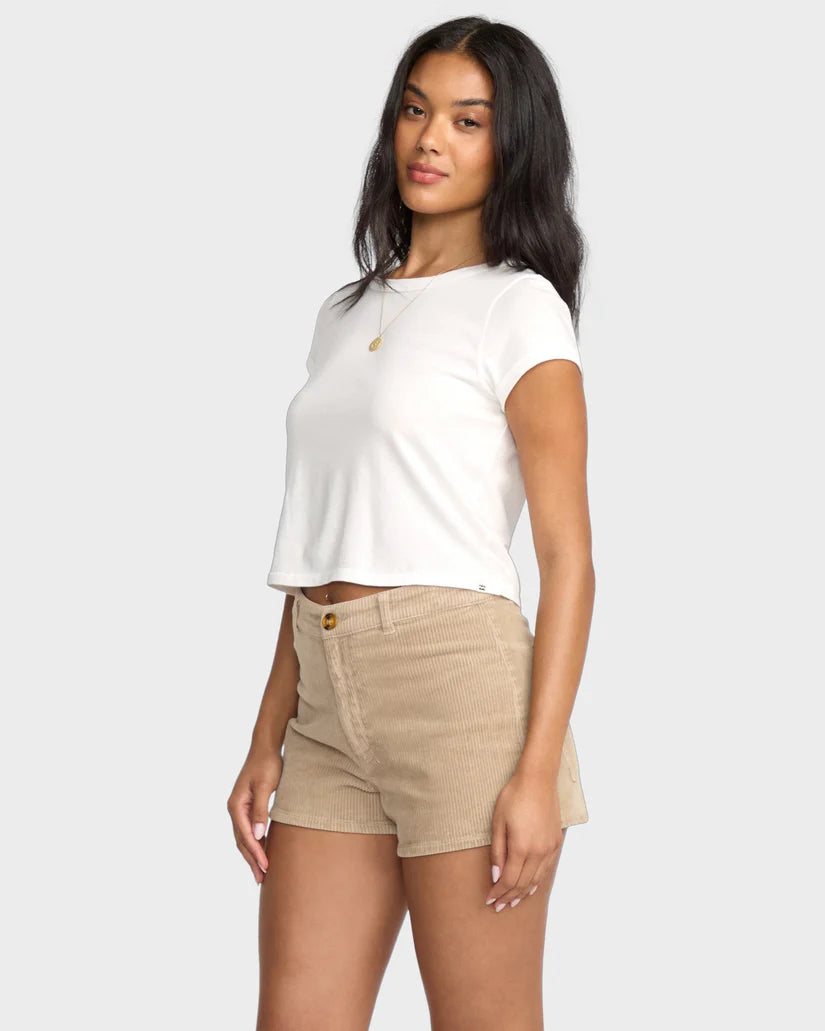 BILLABONG WOMENS FREE FALL CORD SHORTS - COBBLE STONE