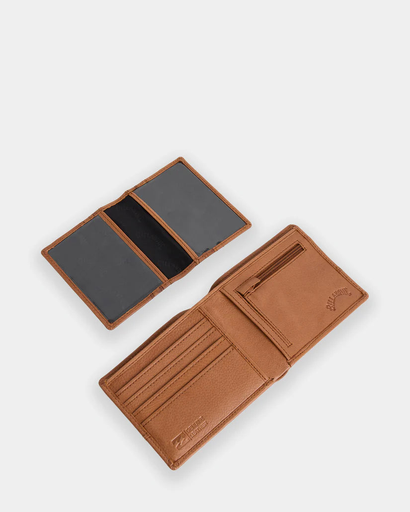 BILLABONG DIMENSION 2IN1 LEATHER WALLET - TAN