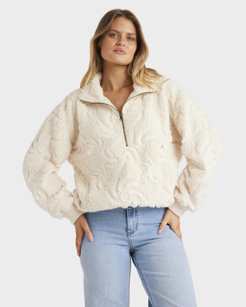 BILLABONG SUN TRIPPIN HALF ZIP CREW - WHITE CAP