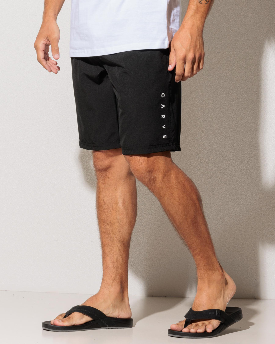 CARVE POWER UP MENS ELASTIC WAIST BOARDSHORT 20IN - BLACK