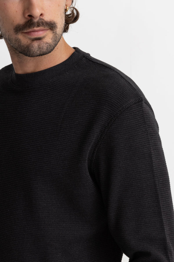 RHYTHM MENS CLASSIC WAFFLE KNIT - VINTAGE BLACK