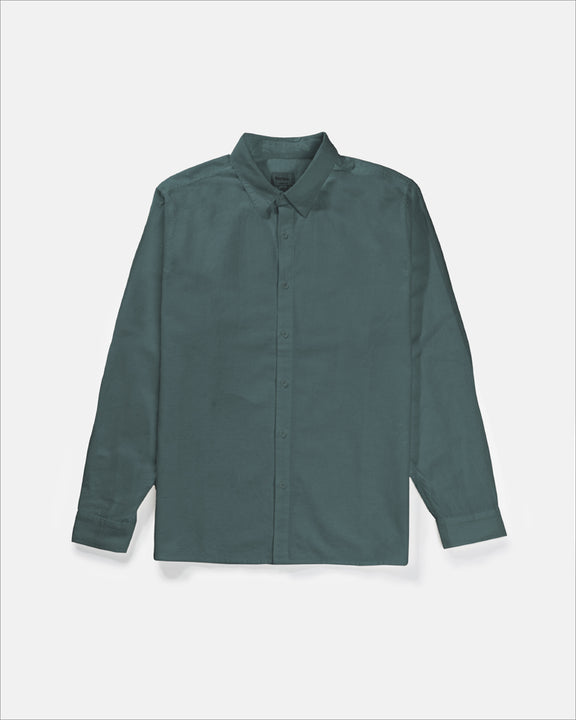 RHYTHM MENS CLASSIC LINEN LONG SLEEVE SHIRT - SILVER PINE