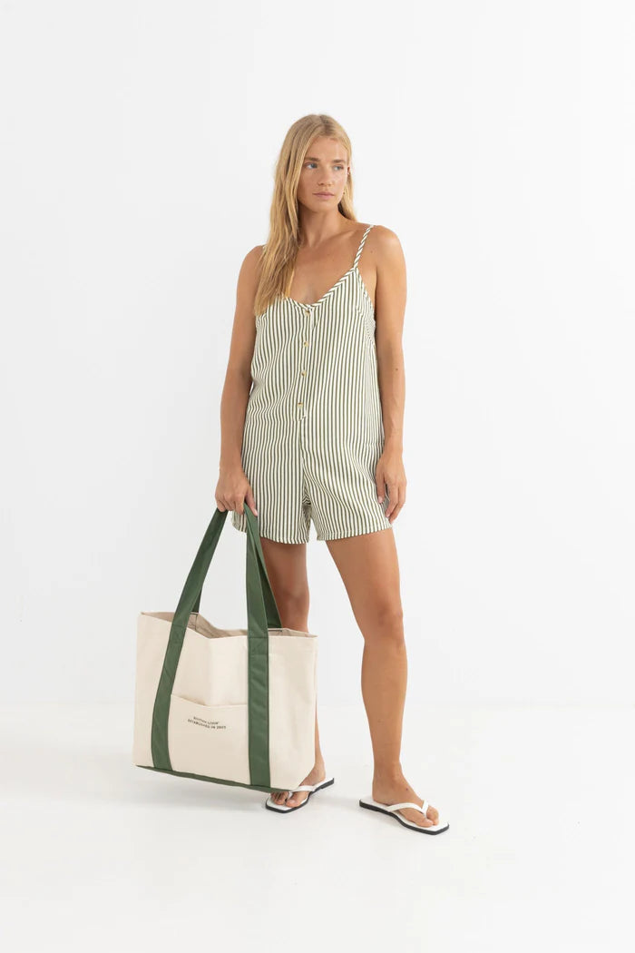 RHYTHM COVE STRIPE ADJUSTABLE ROMPER - ALOE