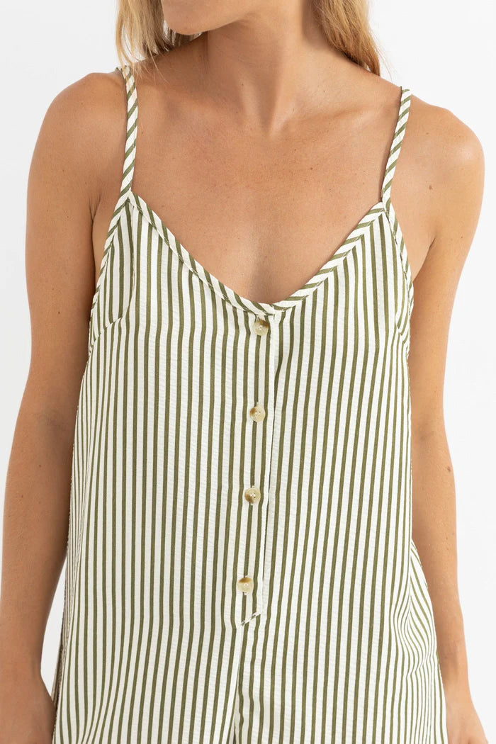 RHYTHM COVE STRIPE ADJUSTABLE ROMPER - ALOE