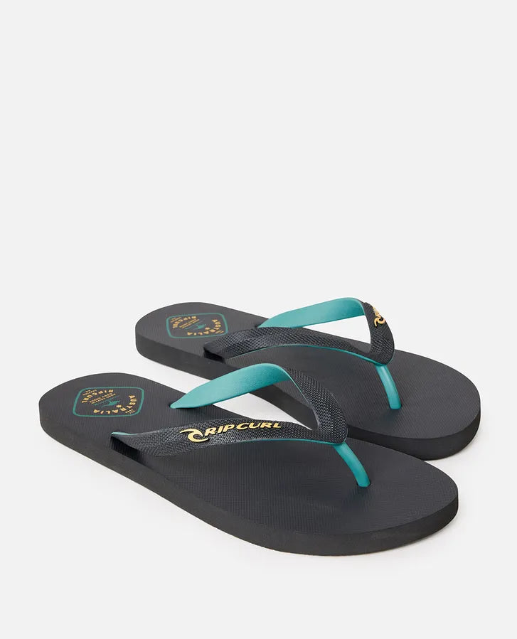 RIP CURL DESTO BLOOM OPEN TOE THONGS - BLACK/GREEN