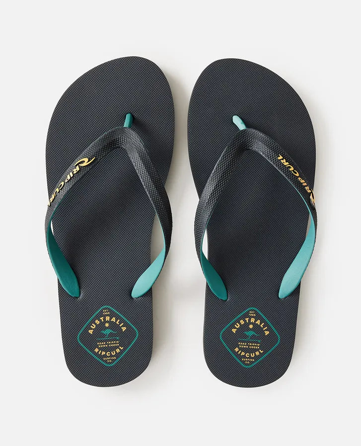 RIP CURL DESTO BLOOM OPEN TOE THONGS - BLACK/GREEN