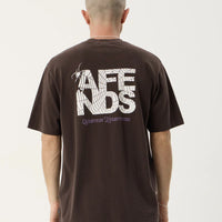 AFENDS FUNNEL RECYCLED RETRO TEE - WASHED COFFEE