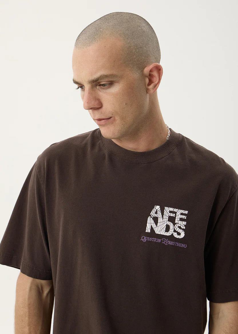 AFENDS FUNNEL RECYCLED RETRO TEE - WASHED COFFEE