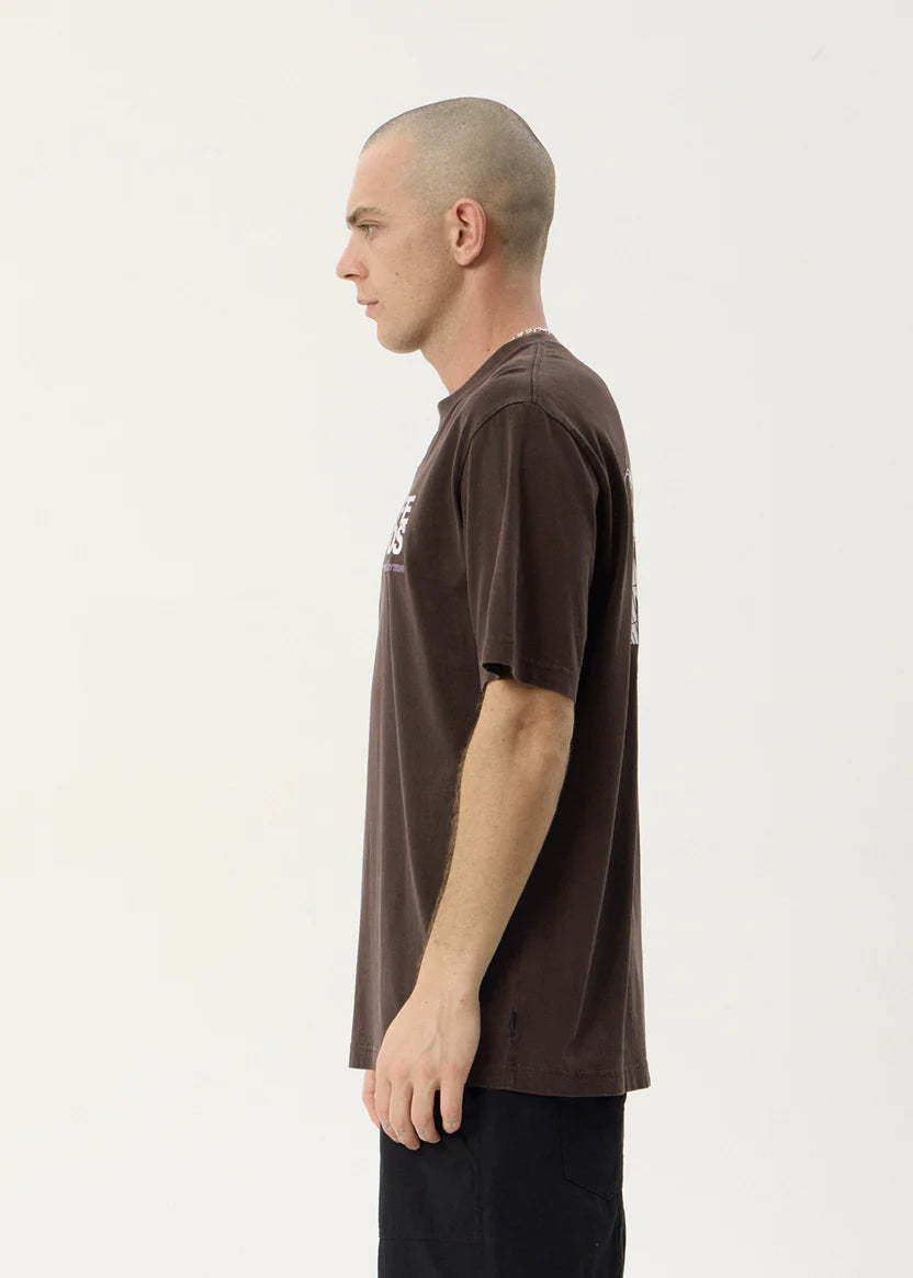 AFENDS FUNNEL RECYCLED RETRO TEE - WASHED COFFEE