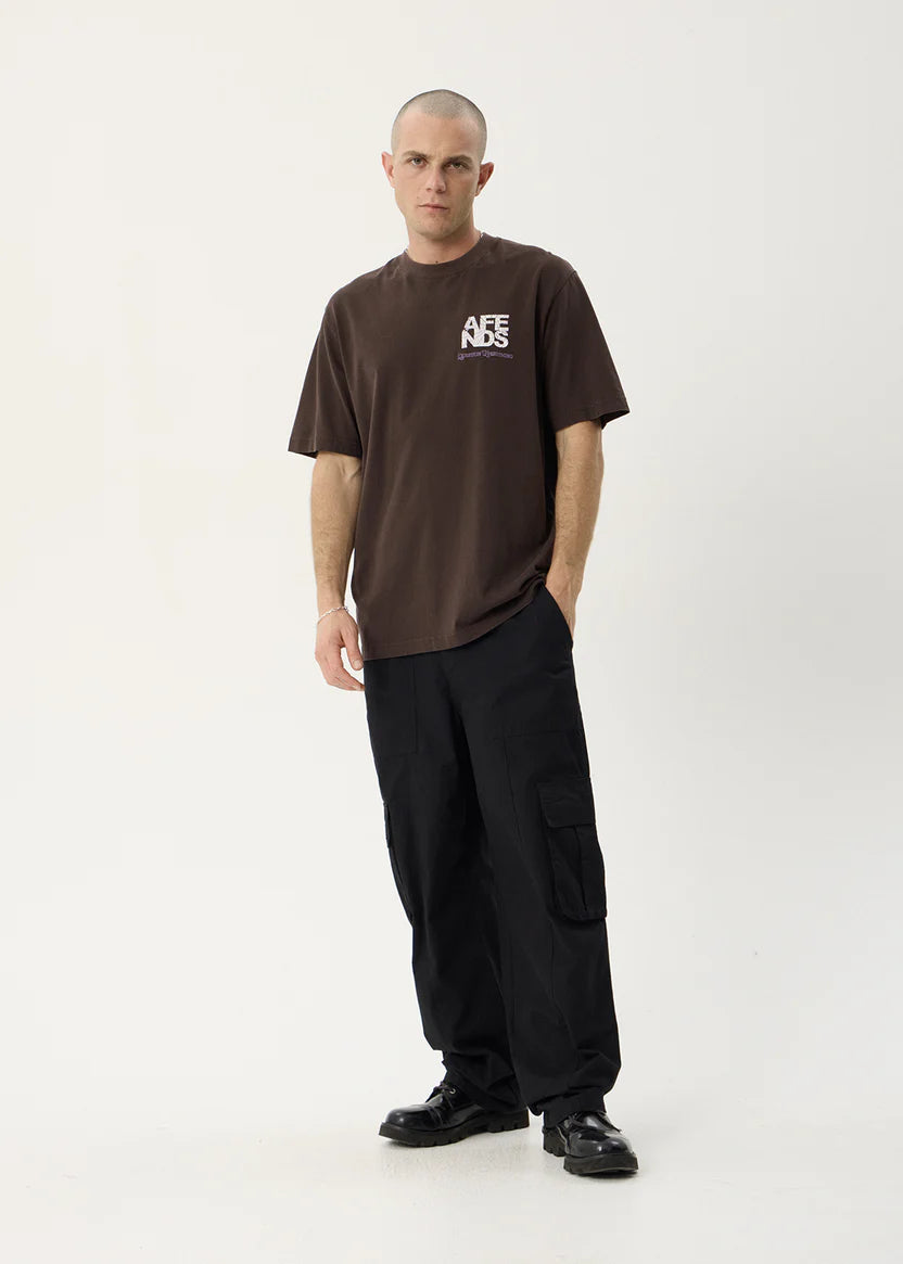AFENDS FUNNEL RECYCLED RETRO TEE - WASHED COFFEE