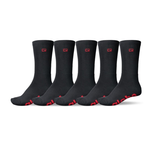 GLOBE OG LOGO HIGH CREW SOCK FIVE PACK - BLACK