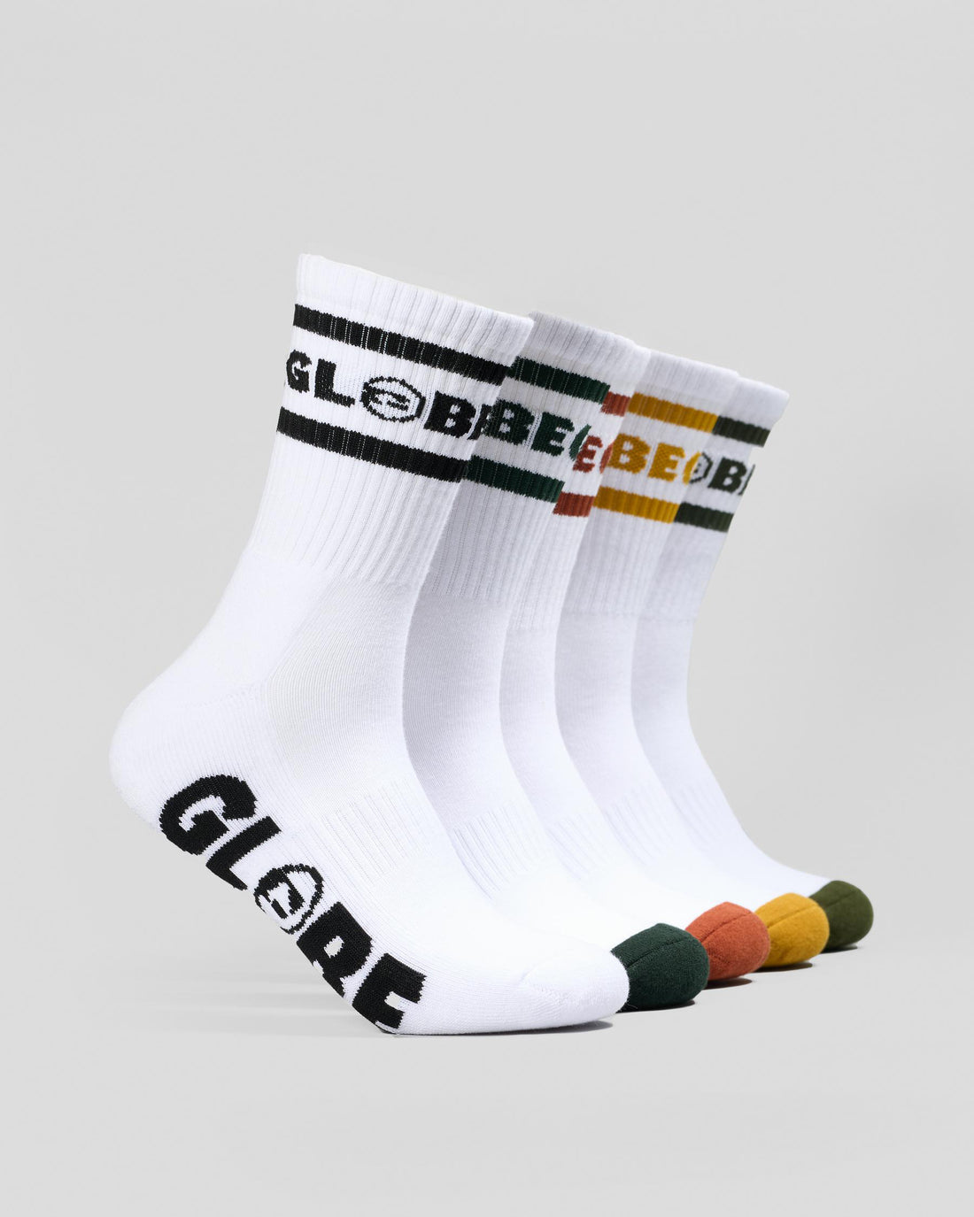 GLOBE TILT HI CREW SOCK FIVE PACK - WHITE