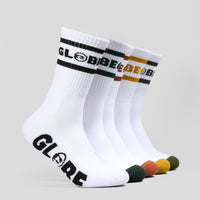 GLOBE TILT HI CREW SOCK FIVE PACK - WHITE