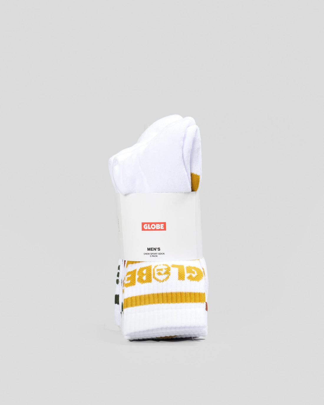 GLOBE TILT HI CREW SOCK FIVE PACK - WHITE