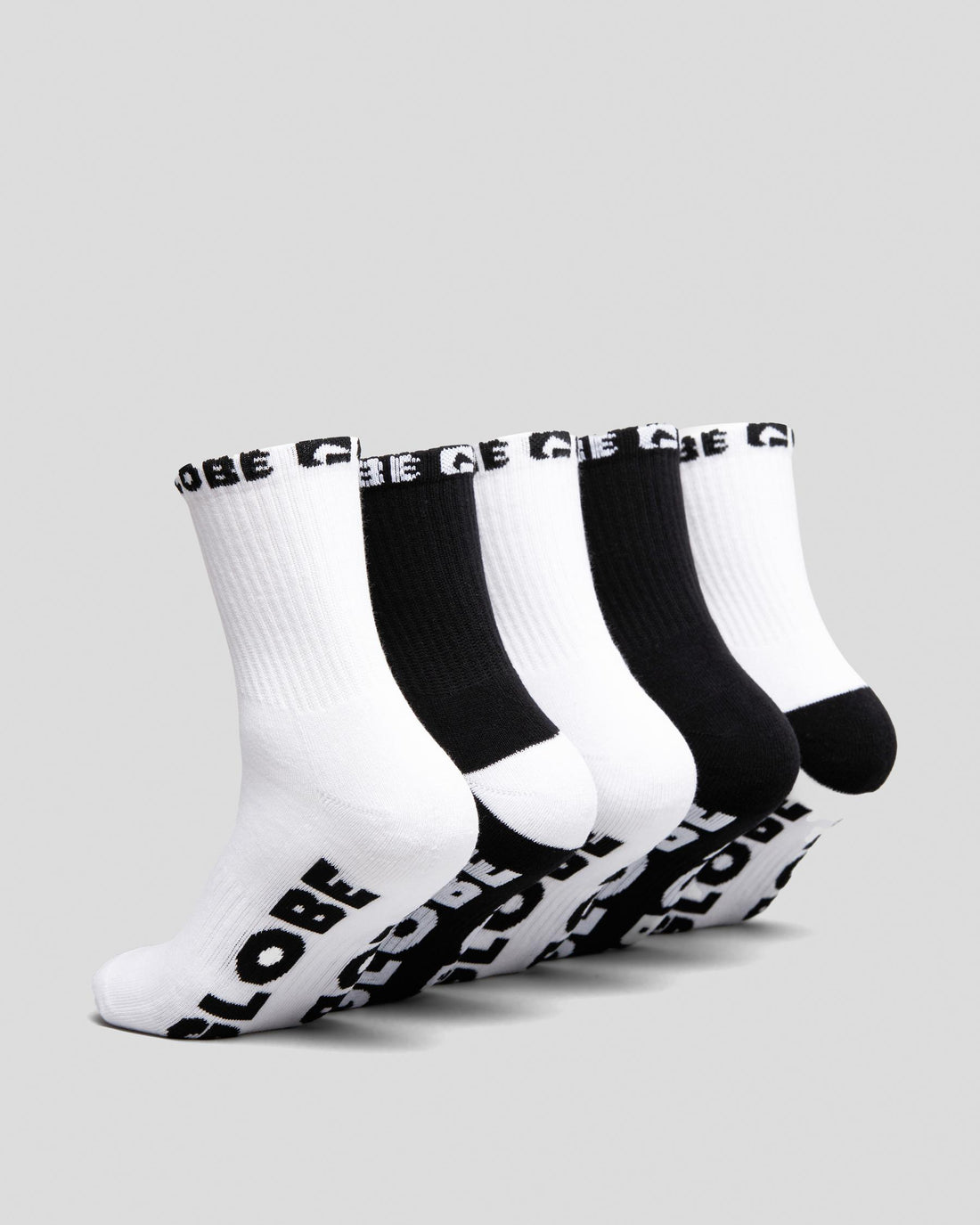 GLOBE QUARTER SOCK FIVE PACK - BLACK AND WHITE
