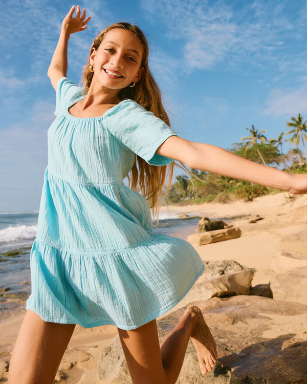 ROXY GIRLS PACIFIC POOLS DRESS - SKY BLUE