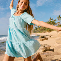 ROXY GIRLS PACIFIC POOLS DRESS - SKY BLUE