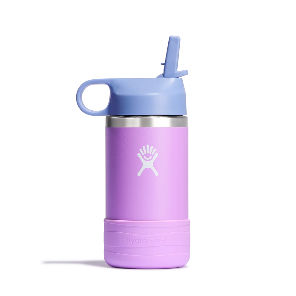 HYDRO FLASK KIDS 12OZ WIDE MOUTH STRAW CAP AND BOOT - ANEMONE PURPLE