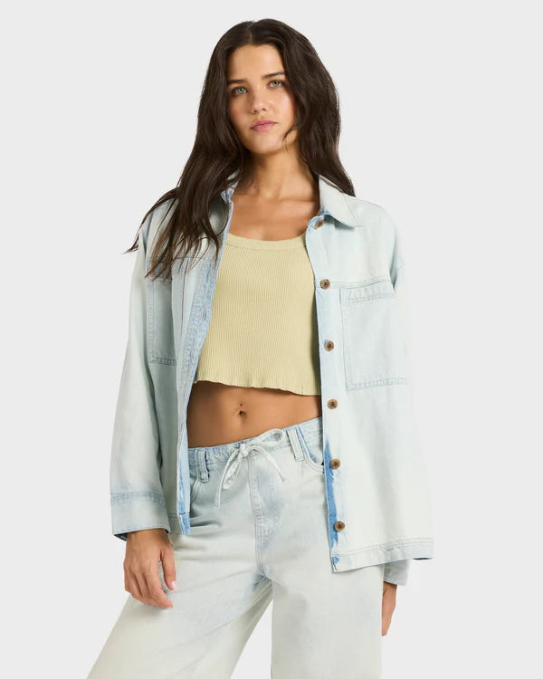 BILLABONG JADE SALTWASHED LONG SLEEVE WVN - BLUE MIST
