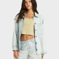 BILLABONG JADE SALTWASHED LONG SLEEVE WVN - BLUE MIST