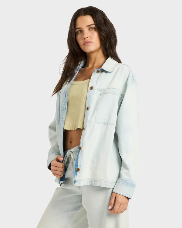 BILLABONG JADE SALTWASHED LONG SLEEVE WVN - BLUE MIST