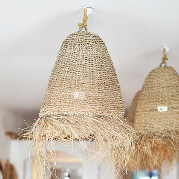 Large Natural Seagrass Fringe Pendant