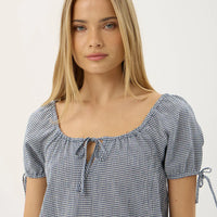 AFENDS LENNI MINI DRESS - INDY NAVY CHECK