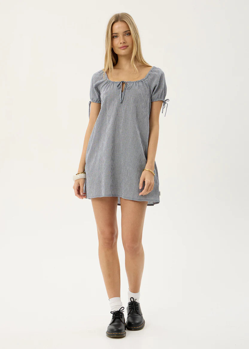 AFENDS LENNI MINI DRESS - INDY NAVY CHECK