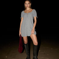 AFENDS LENNI MINI DRESS - INDY NAVY CHECK