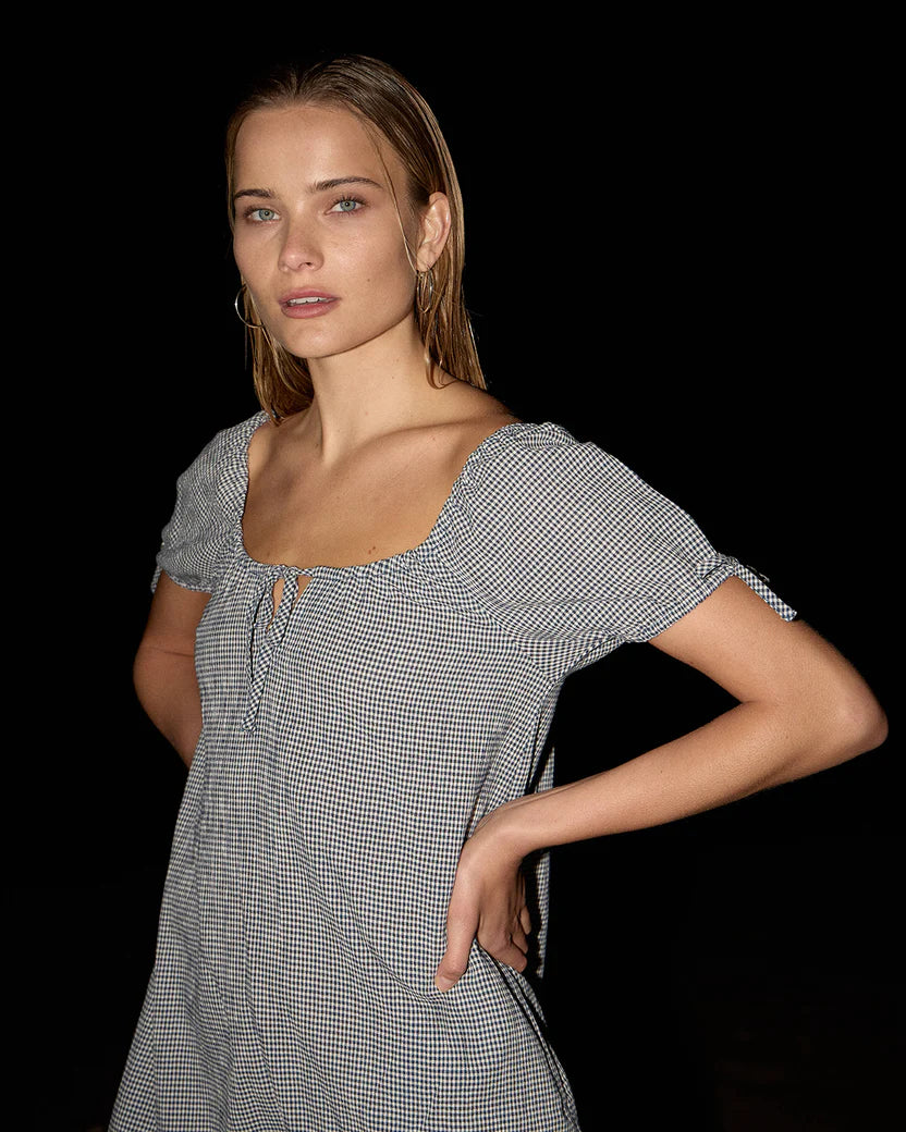 AFENDS LENNI MINI DRESS - INDY NAVY CHECK