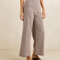 RHYTHM LONDON CHECVK WIDE LEG PANT - CHOCOLATE