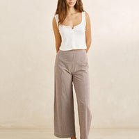 RHYTHM LONDON CHECVK WIDE LEG PANT - CHOCOLATE